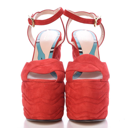 Gucci Suede Sally Platforms 41.5 Hibiscus Red 2 of 7