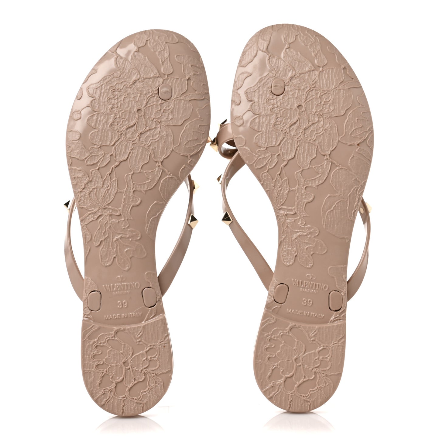 PVC Jelly Rockstud Bow Thong Sandals 39 Poudre