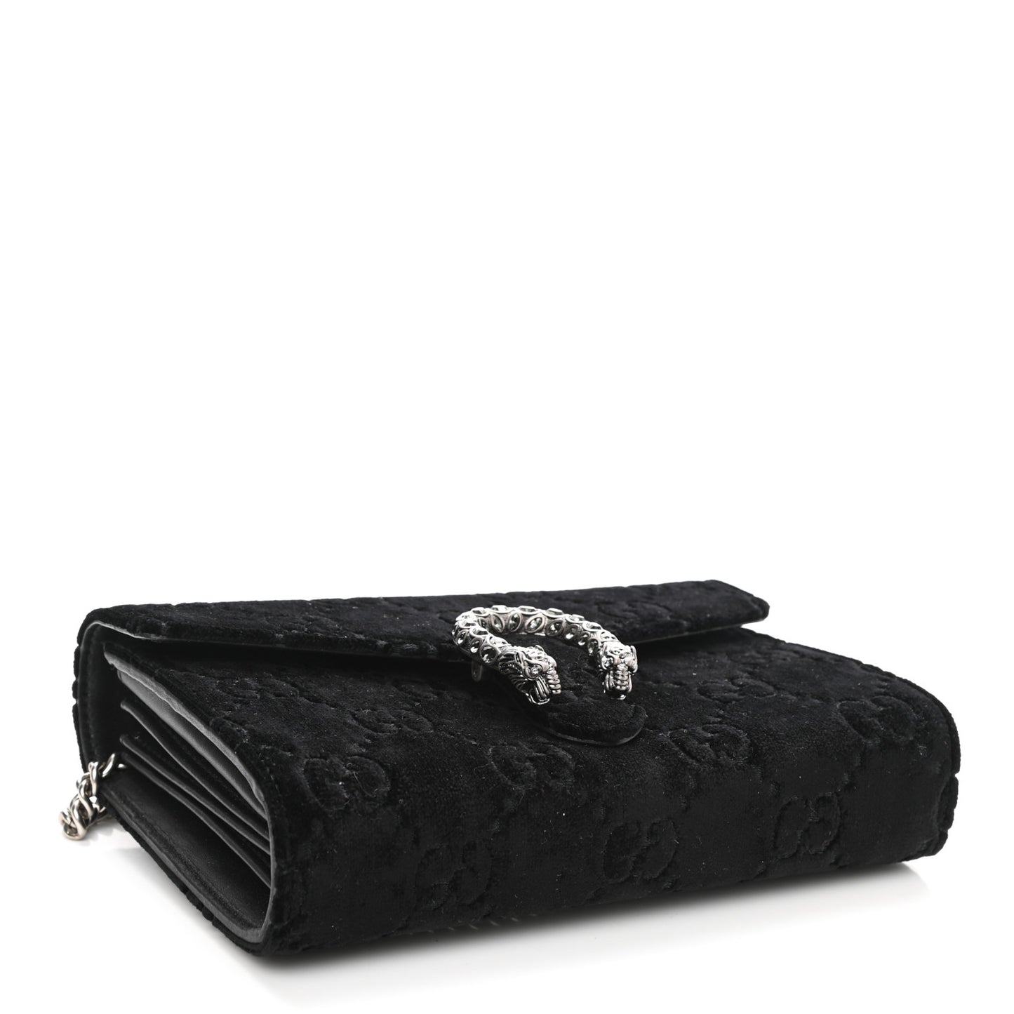 Velvet GG Monogram Mini Dionysus Chain Wallet Black