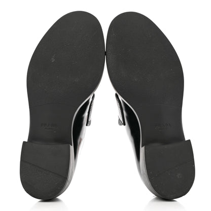 Prada Spazzolato Metal Triangle Logo 50mm Loafers 39 Black 5 of 10