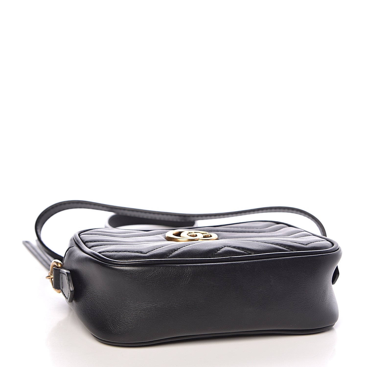 Gucci Calfskin Matelasse Mini GG Marmont Chain Shoulder Bag Black 4 of 12