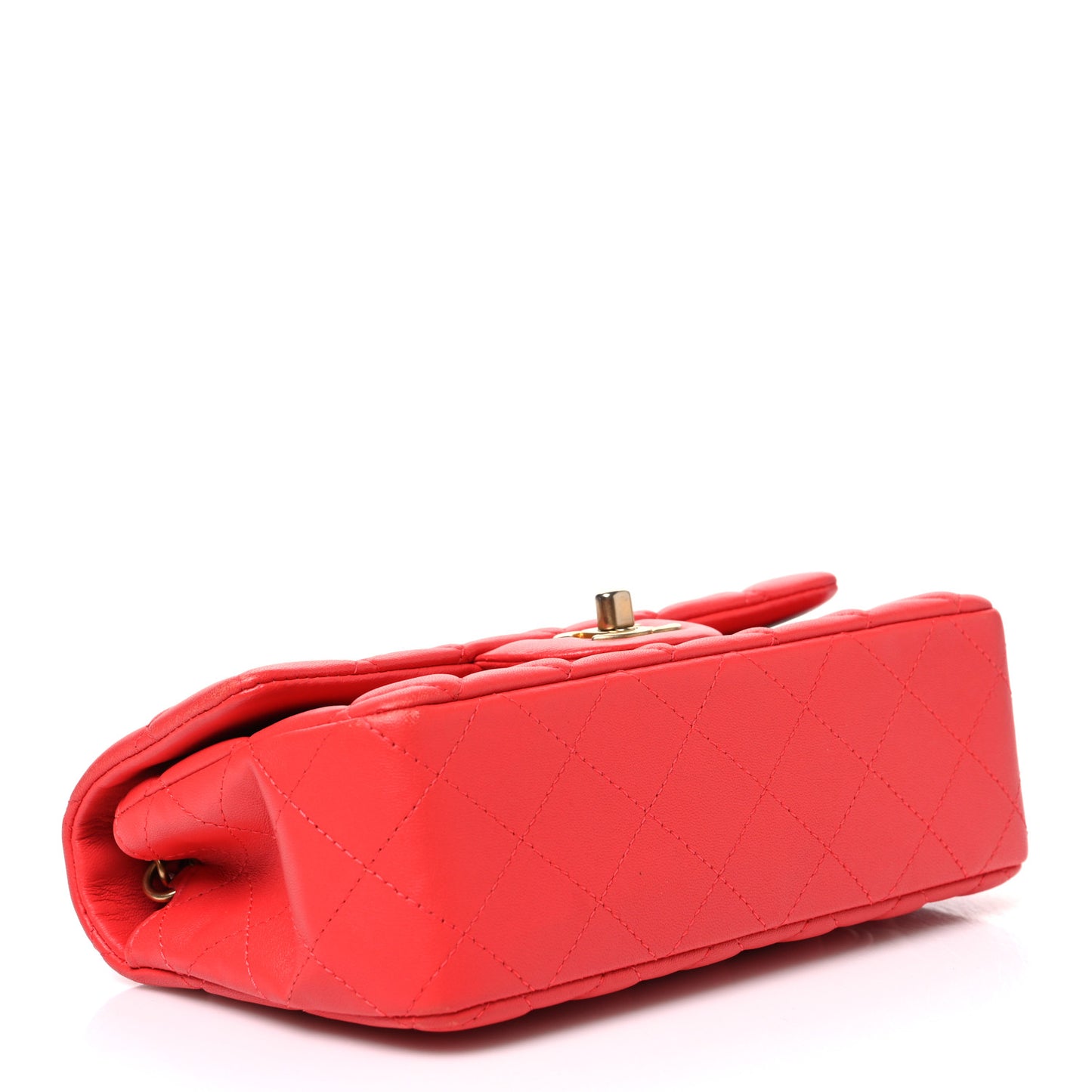 Lambskin Quilted Mini Rectangular Flap Red