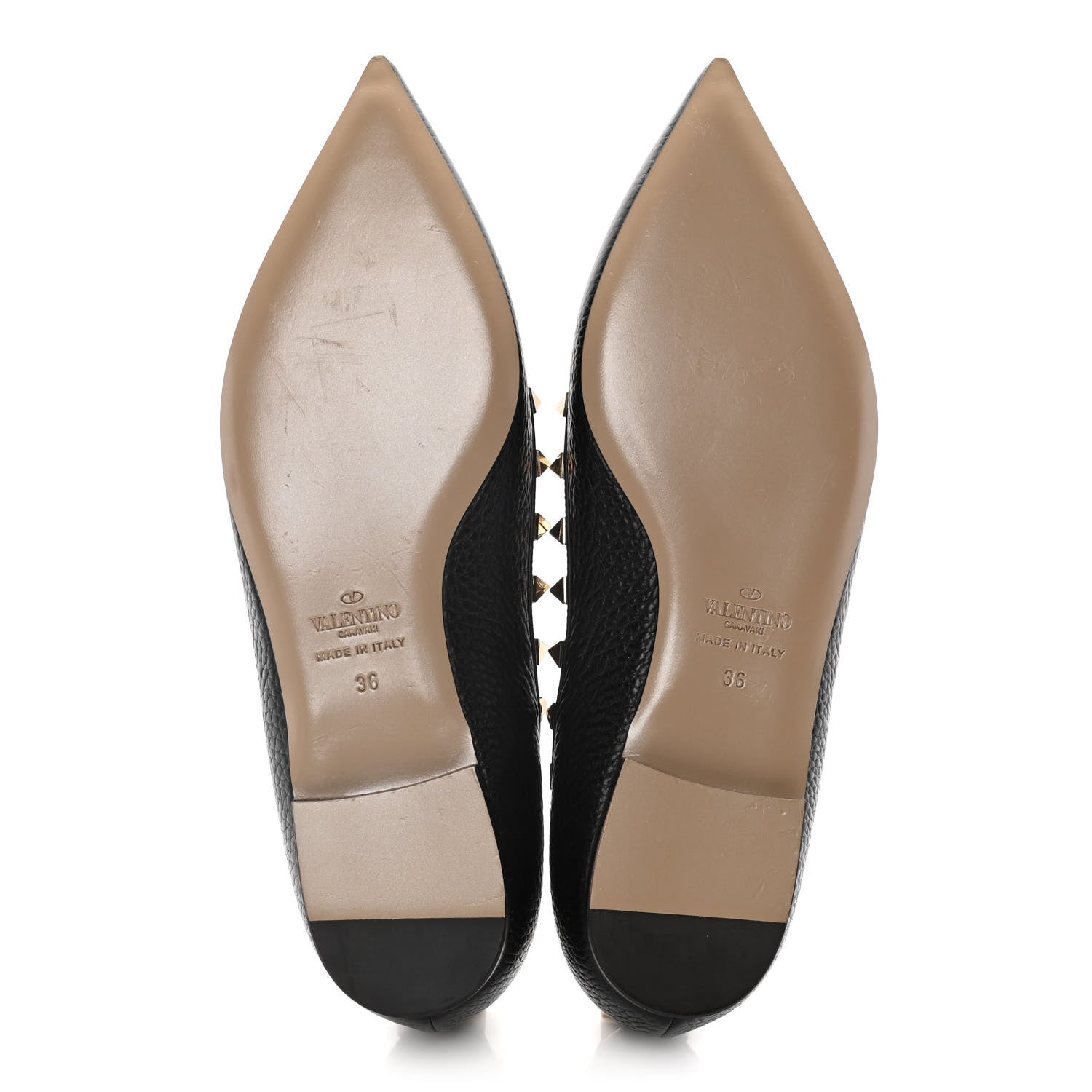 Valentino Garavani Pebbled Calfskin Rockstud Ballerina Flats 36 Black 6 of 12