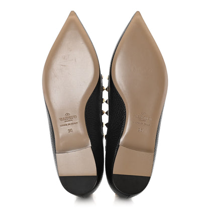 Valentino Garavani Pebbled Calfskin Rockstud Ballerina Flats 36 Black 6 of 12