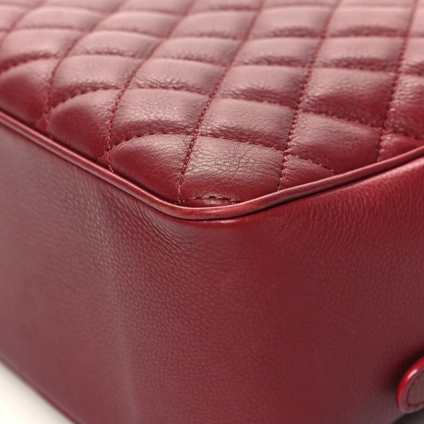 Calfskin Quilted CC Medium Vanity Case Dark Red
