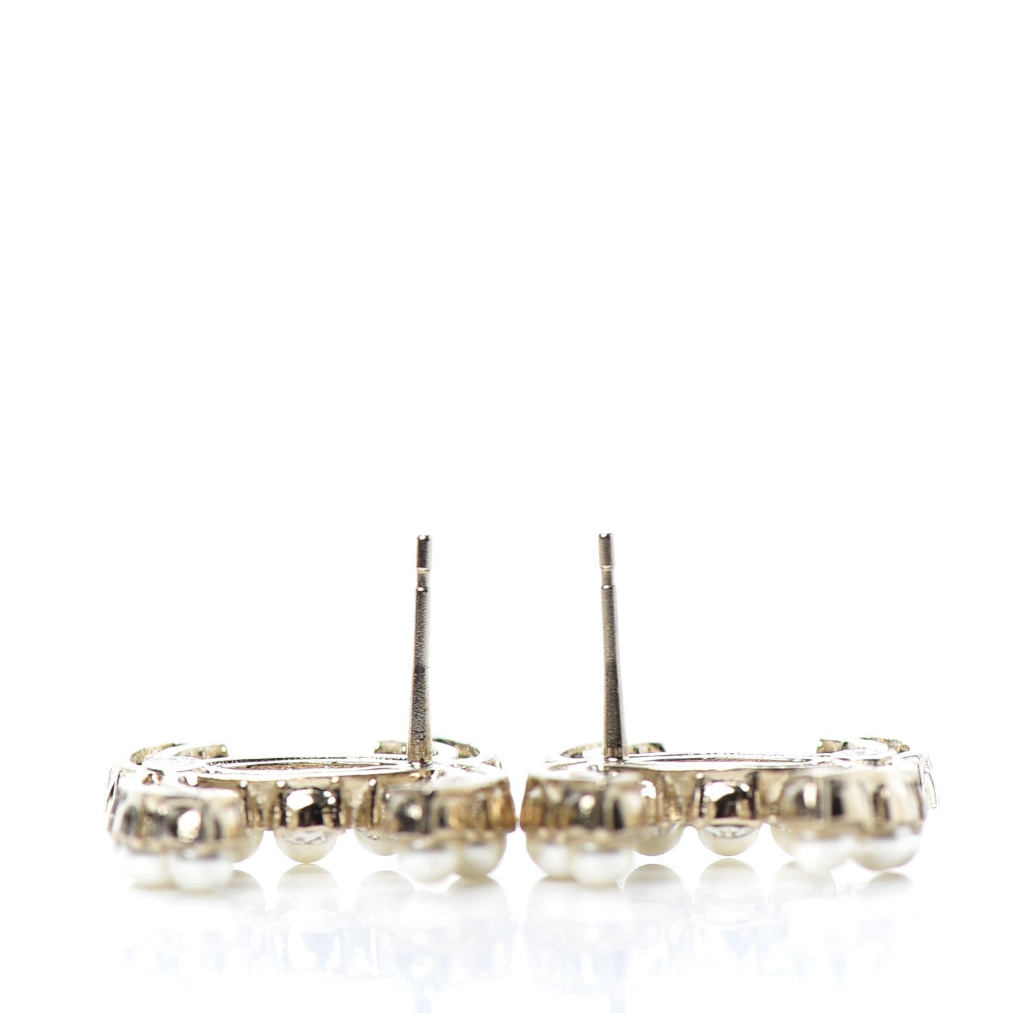 Crystal Pearl CC Dazzling Domino Earrings Gold