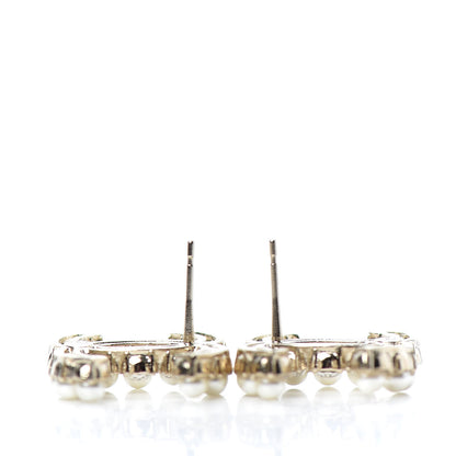 Chanel Crystal Pearl CC Dazzling Domino Earrings Gold 3 of 4