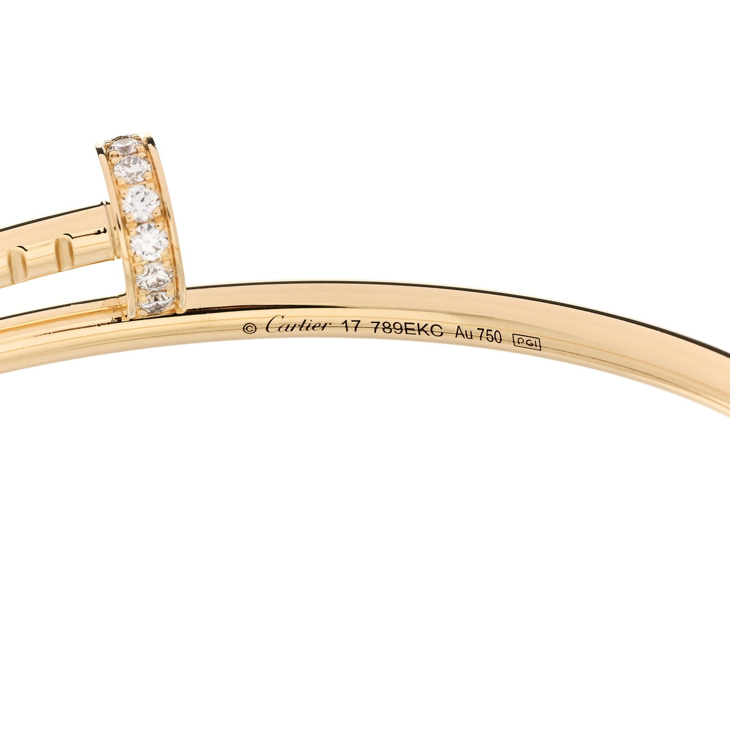 Cartier 18K Yellow Gold Diamond Small Juste Un Clou Bracelet 17 4 of 5