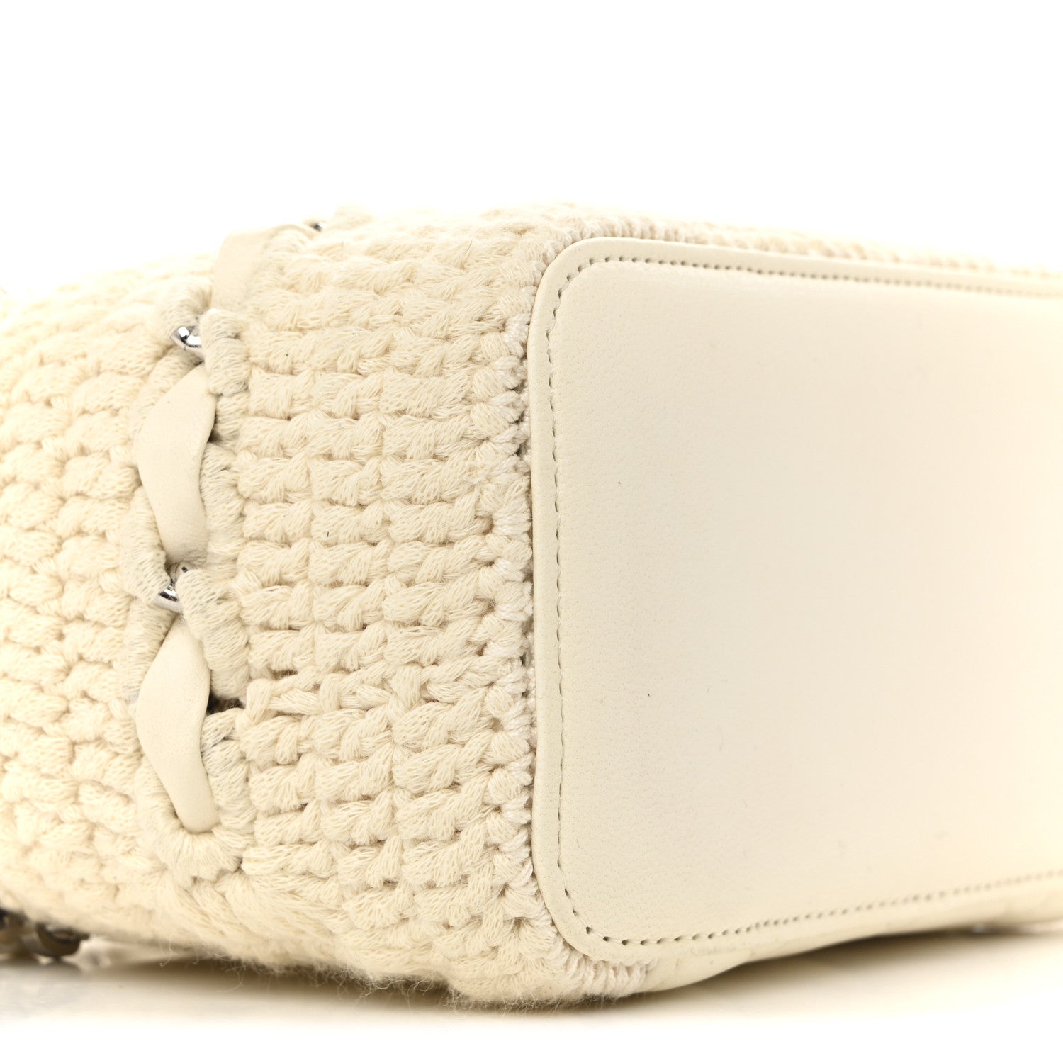 Chanel Lambskin Crochet Quilted Small Vanity Case With Chain White 9 of 13