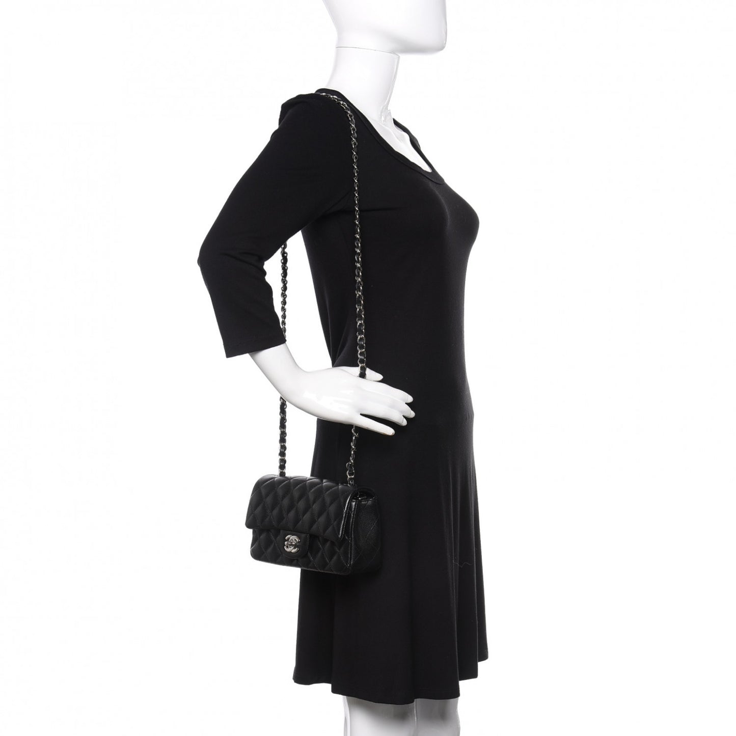 Caviar Quilted Mini Rectangular Flap Black