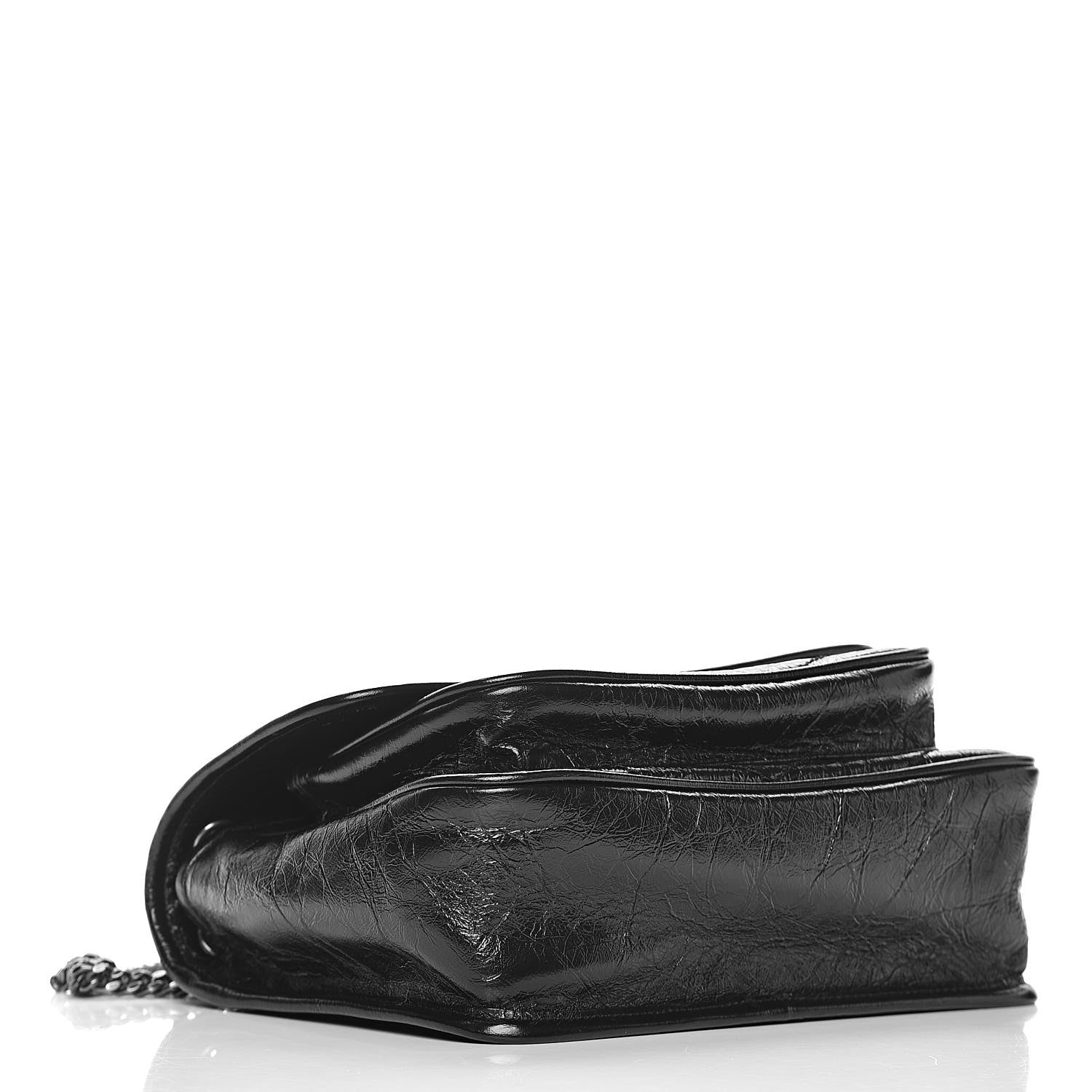 Saint Laurent Crinkled Calfskin Matelasse Monogram Baby Niki Chain Satchel Black 4 of 10