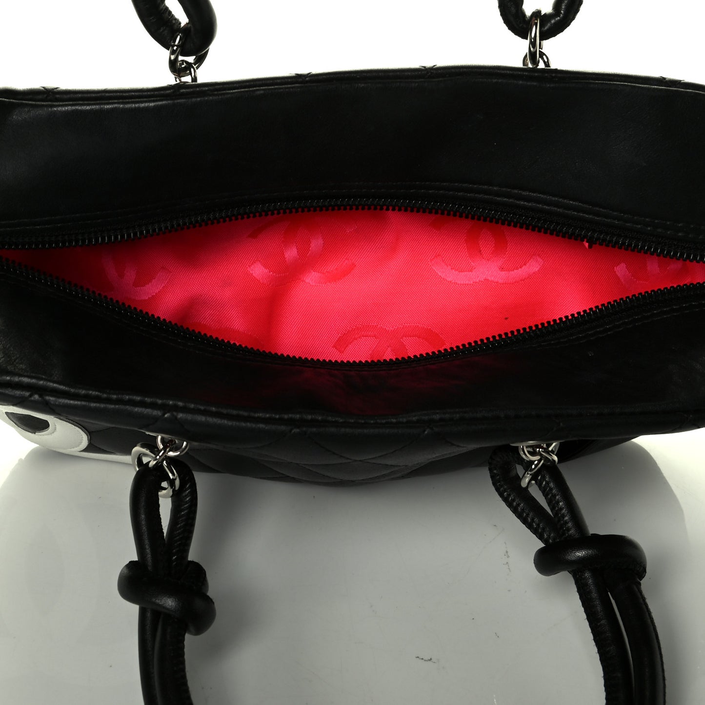 Calfskin Quilted Cambon Pochette Black White