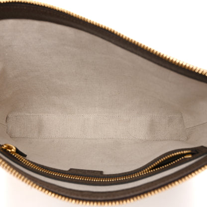 Gucci Monogram Jumbo GG Textured Dollar Calfskin Web Wristlet Messenger Bag Camel Ebony New Acero Camel Ebony New Acero 5 of 9