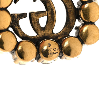 Gucci Crystal Embellished Double G Necklace Aged Gold 5 of 5
