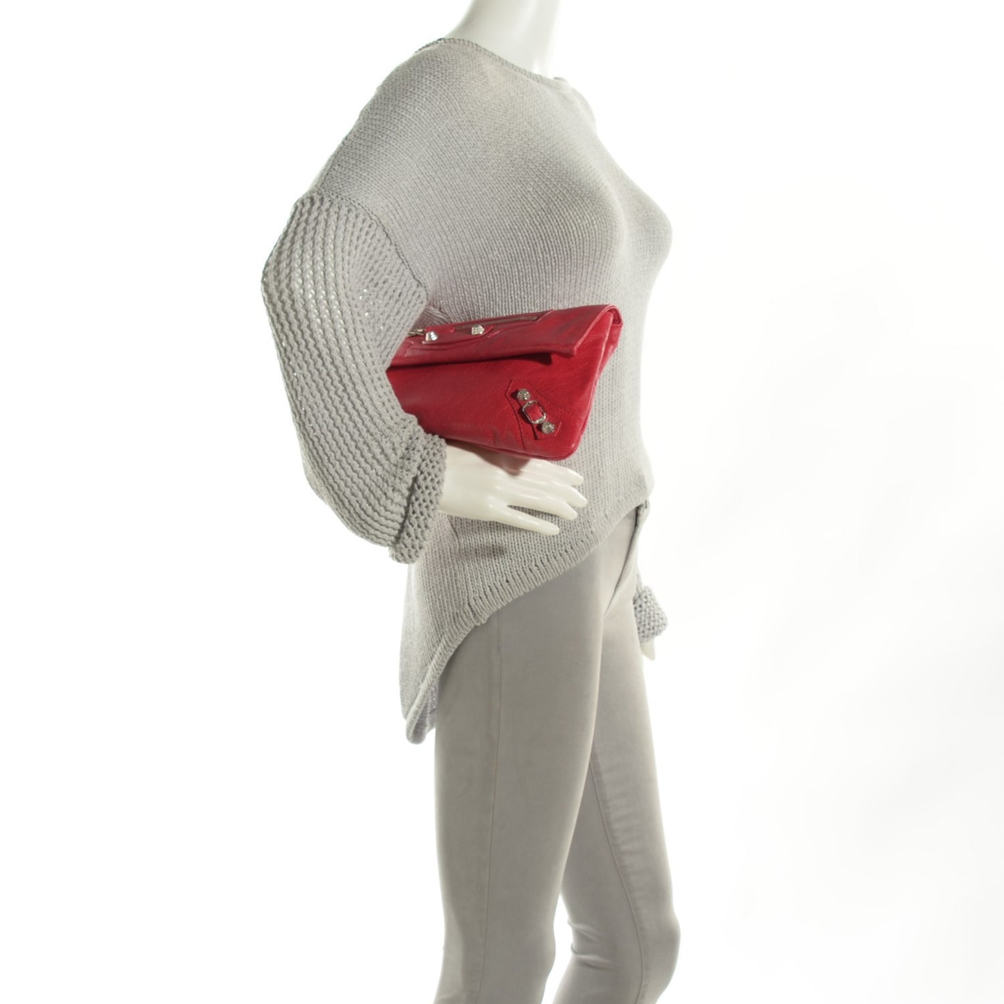 Agneau Giant 12 Silver Hardware Envelope Clutch Rose Thulian