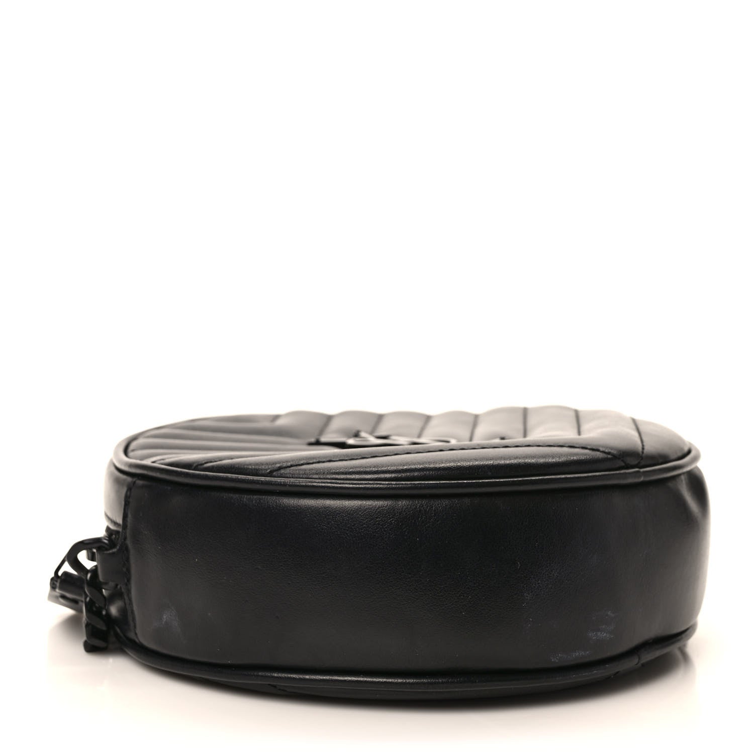 Saint Laurent Calfskin Matelasse Chevron Round Vinyle Camera Bag Black 4 of 8