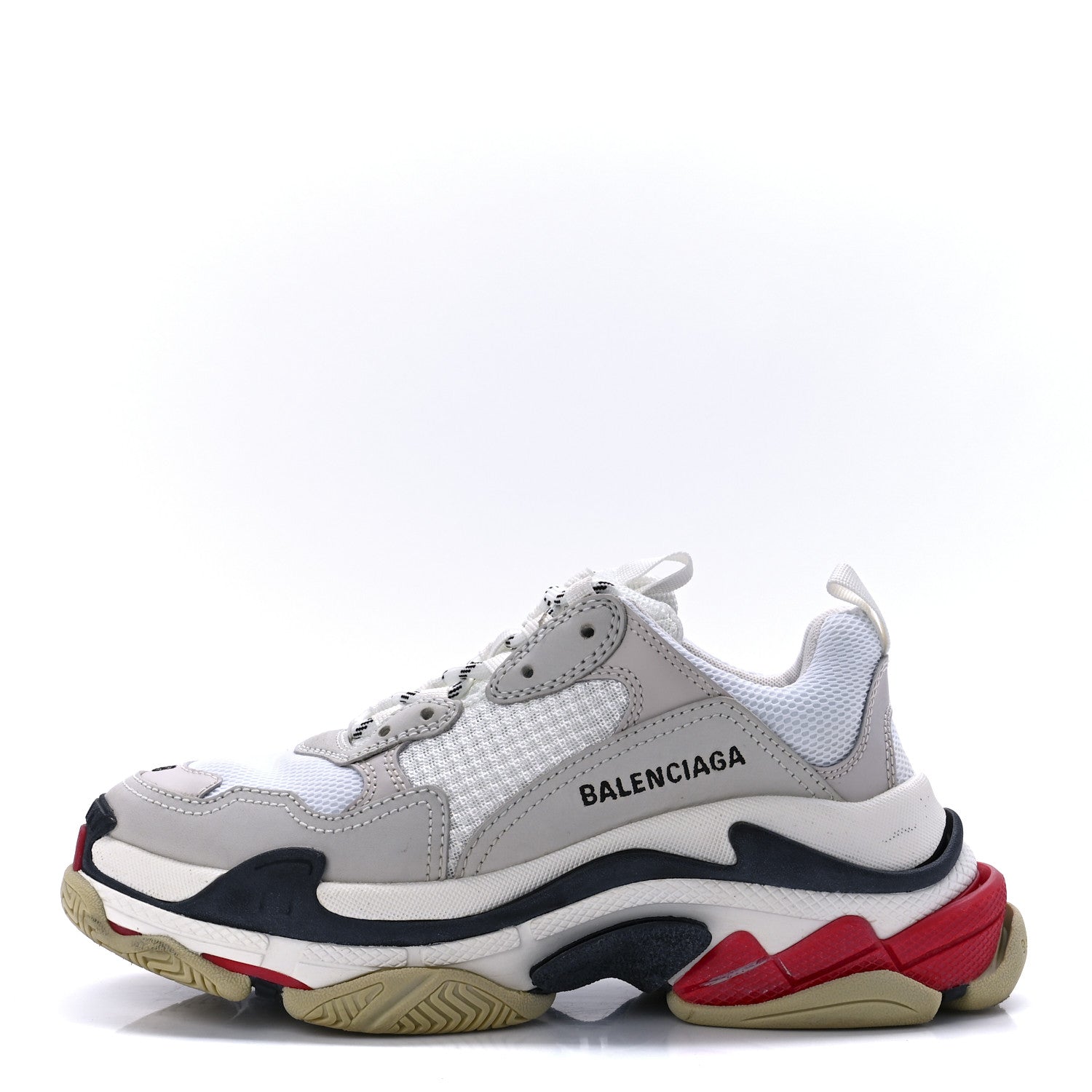 Balenciaga Fabric Mesh Womens Triple S Sneakers 38 Grey Red White 1 of 8