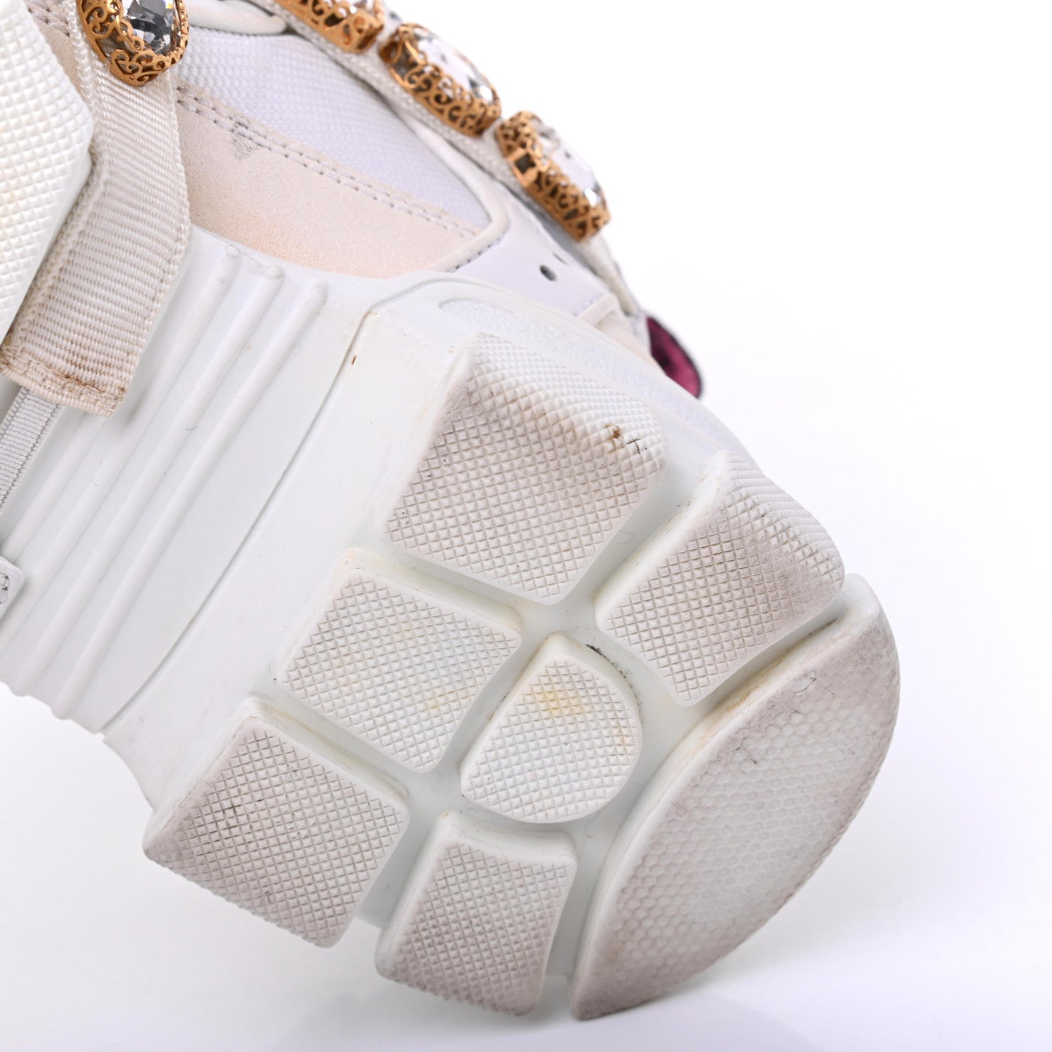 Gucci X SEGA Mesh Calfskin Suede Removable Crystals Womens Flashtrek Sneakers 38.5 Great White 20 of 23