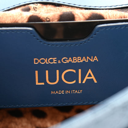 Dolce & Gabbana Velvet Watersnake Embellished Quilted Lucia Shoulder Bag Blue 6 of 11