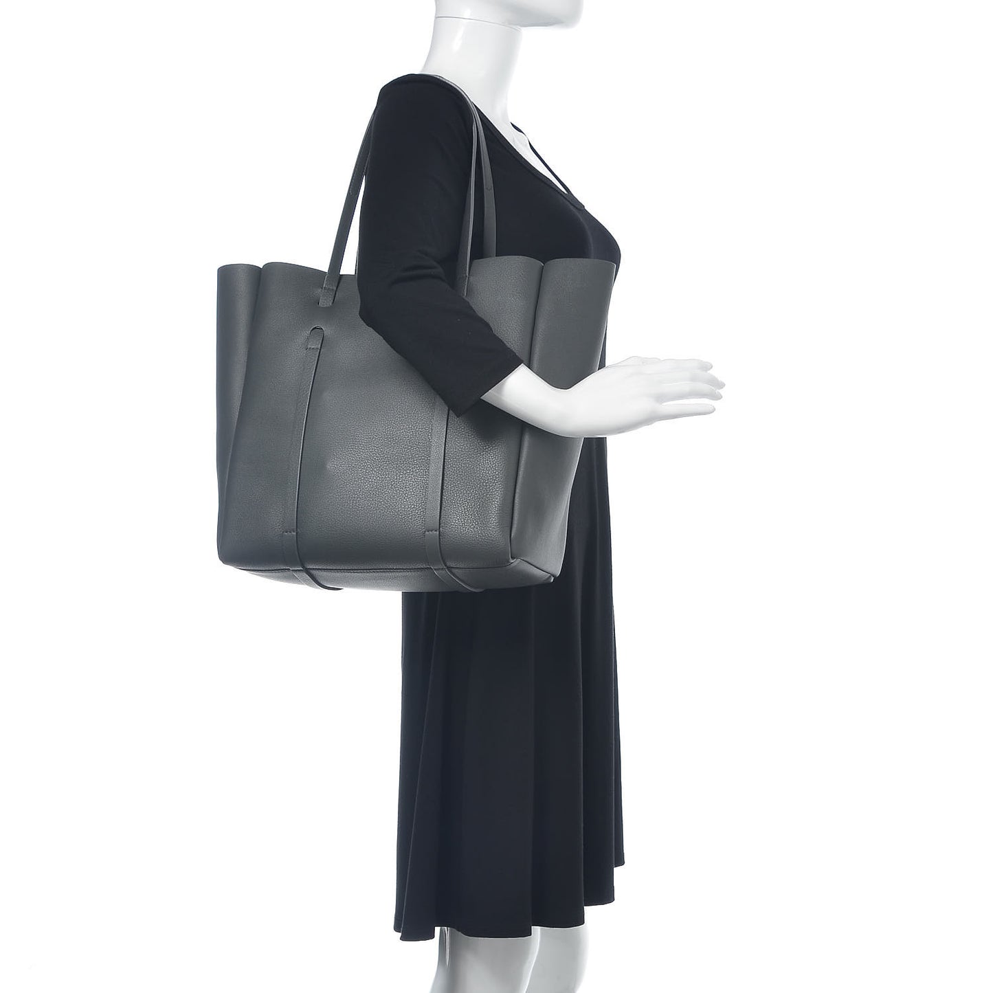 Veau Baltimore Double Sided Small Everyday Tote Gris Fossile Black
