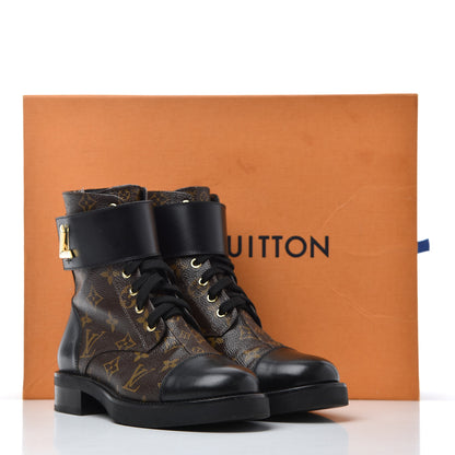 Louis Vuitton Monogram Calfskin Wonderland Flat Ranger Boots 36 Black 22 of 22