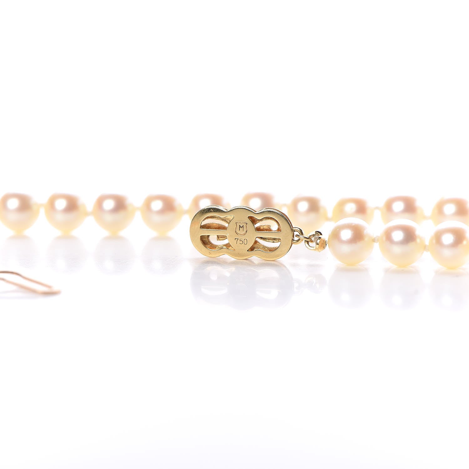 Mikimoto 18K Yellow Gold Akoya Pearl 7-7.5mm Strand Necklace 24" 6 of 6