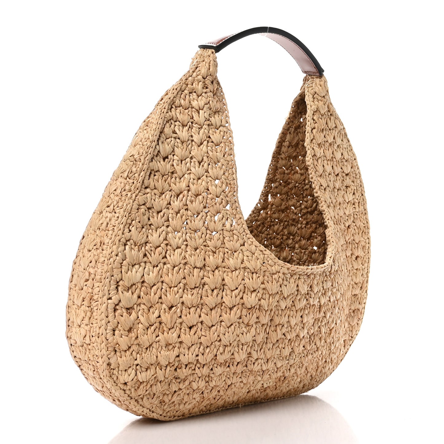 Raffia Calfskin Triomphe Panier Hobo Bag Natural Tan