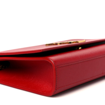 Saint Laurent Grain De Poudre Medium Monogram Kate Satchel Red 10 of 12