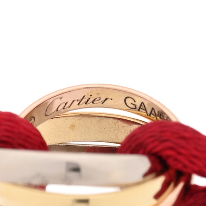 Cartier 18K Pink Yellow White Gold Trinity Cord Bracelet Red 3 of 3