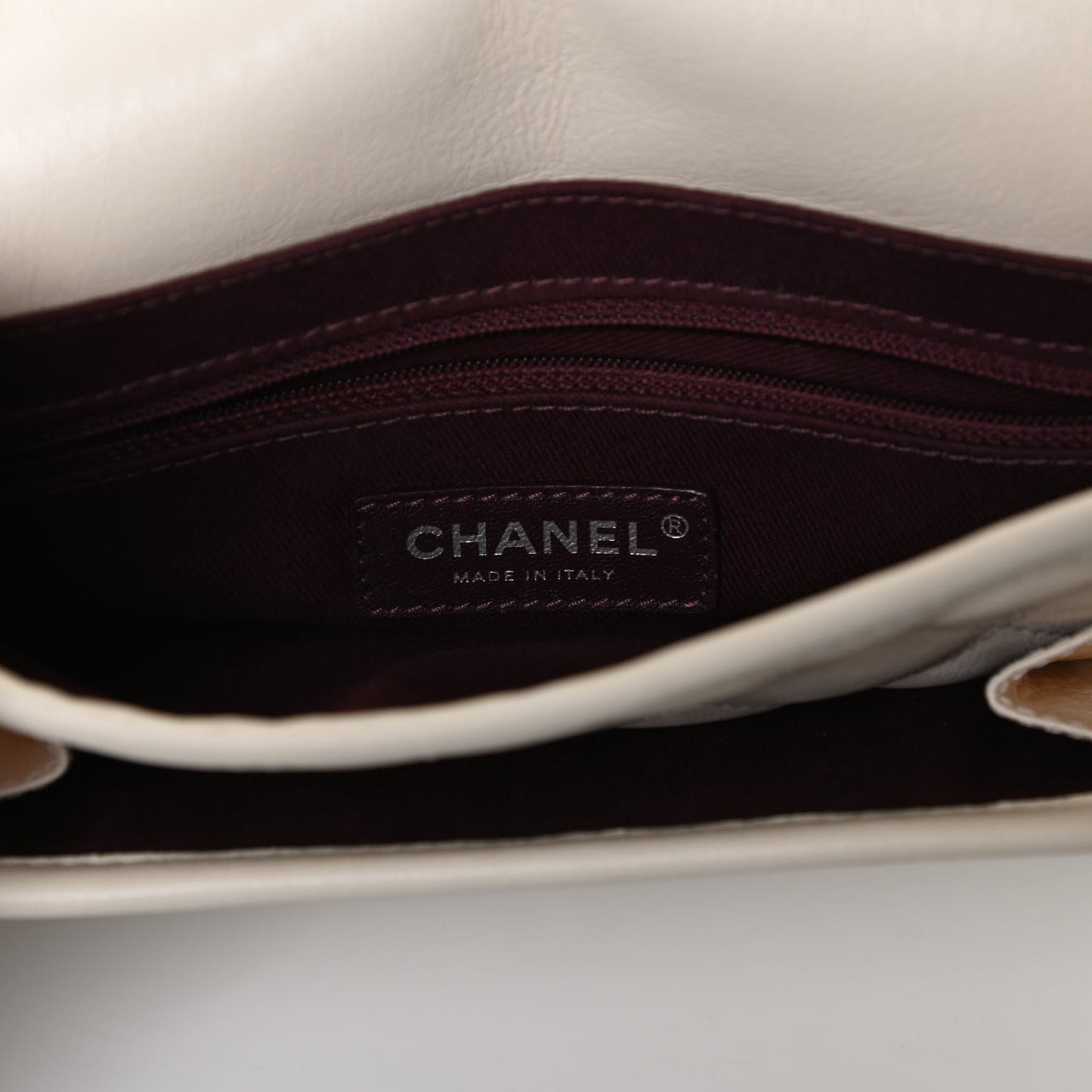 Calfskin Quilted Mini French Riviera Flap Ivory