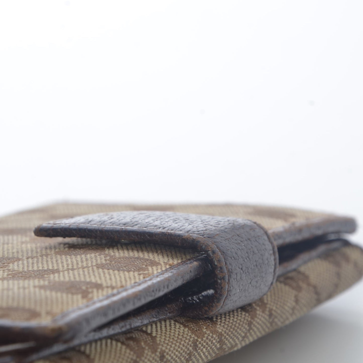 Monogram Metal Bar Continental Flap Wallet Beige Ebony Dark Brown