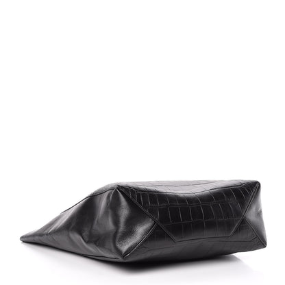 Celine Lambskin Crocodile Embossed Vertical Cabas Black 4 of 14