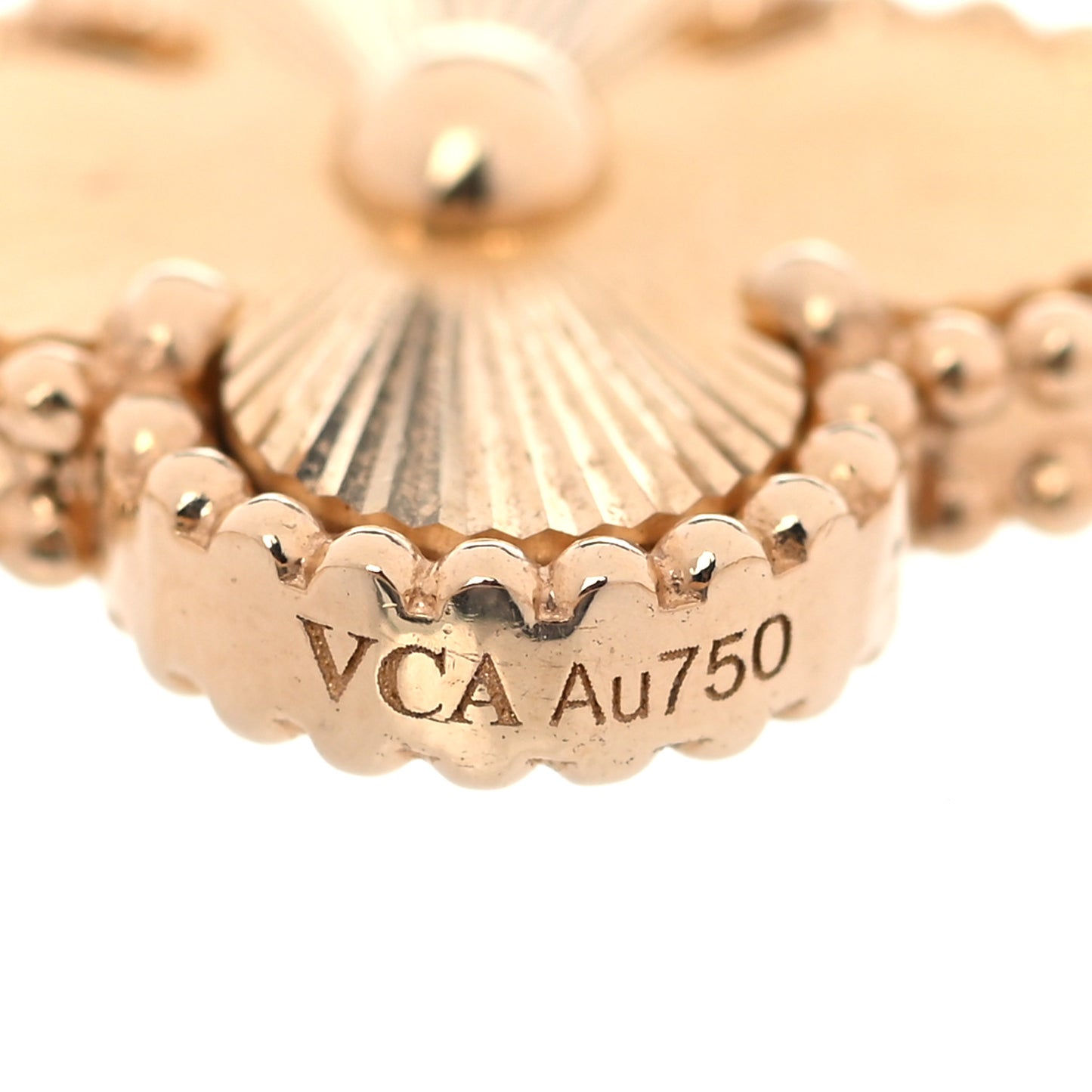 18K Yellow Gold Diamond 5 Motifs Guilloche Vintage Alhambra Bracelet