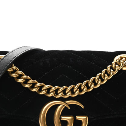 Gucci Velvet Matelasse Mini GG Marmont Shoulder Bag Black 10 of 10