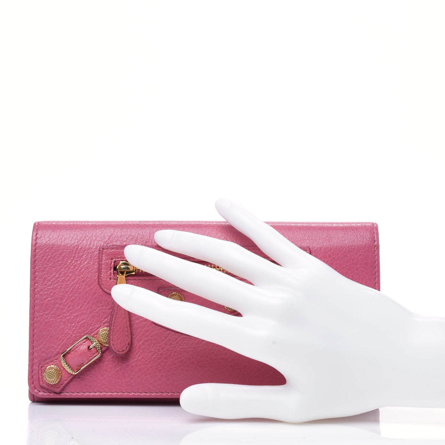 Agneau Giant 12 Gold Hardware Money Wallet Rose Hortensia