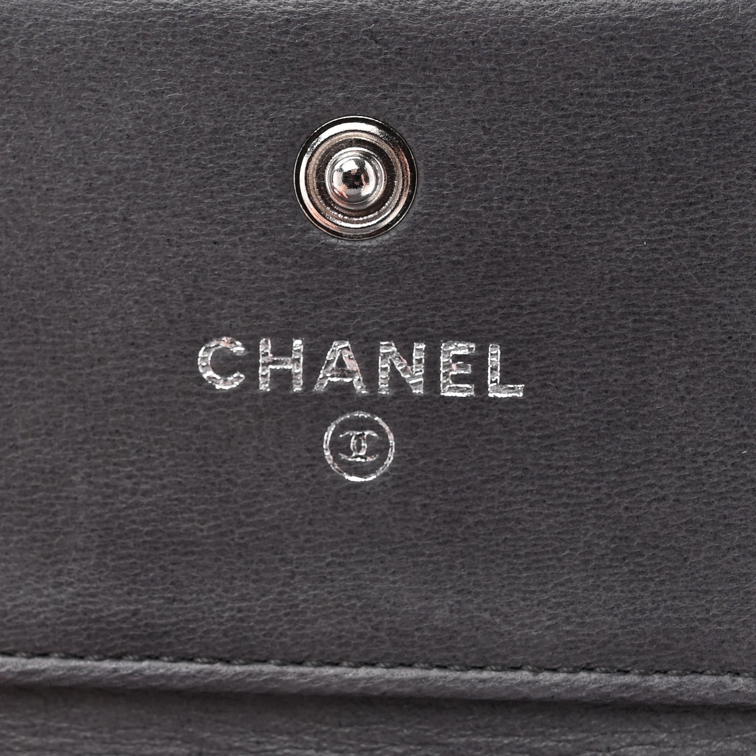 Chanel Lambskin Camellia Embossed Small Double Wallet Grey 6 of 14