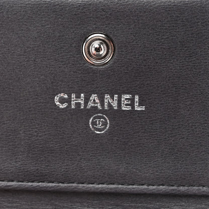 Chanel Lambskin Camellia Embossed Small Double Wallet Grey 6 of 14
