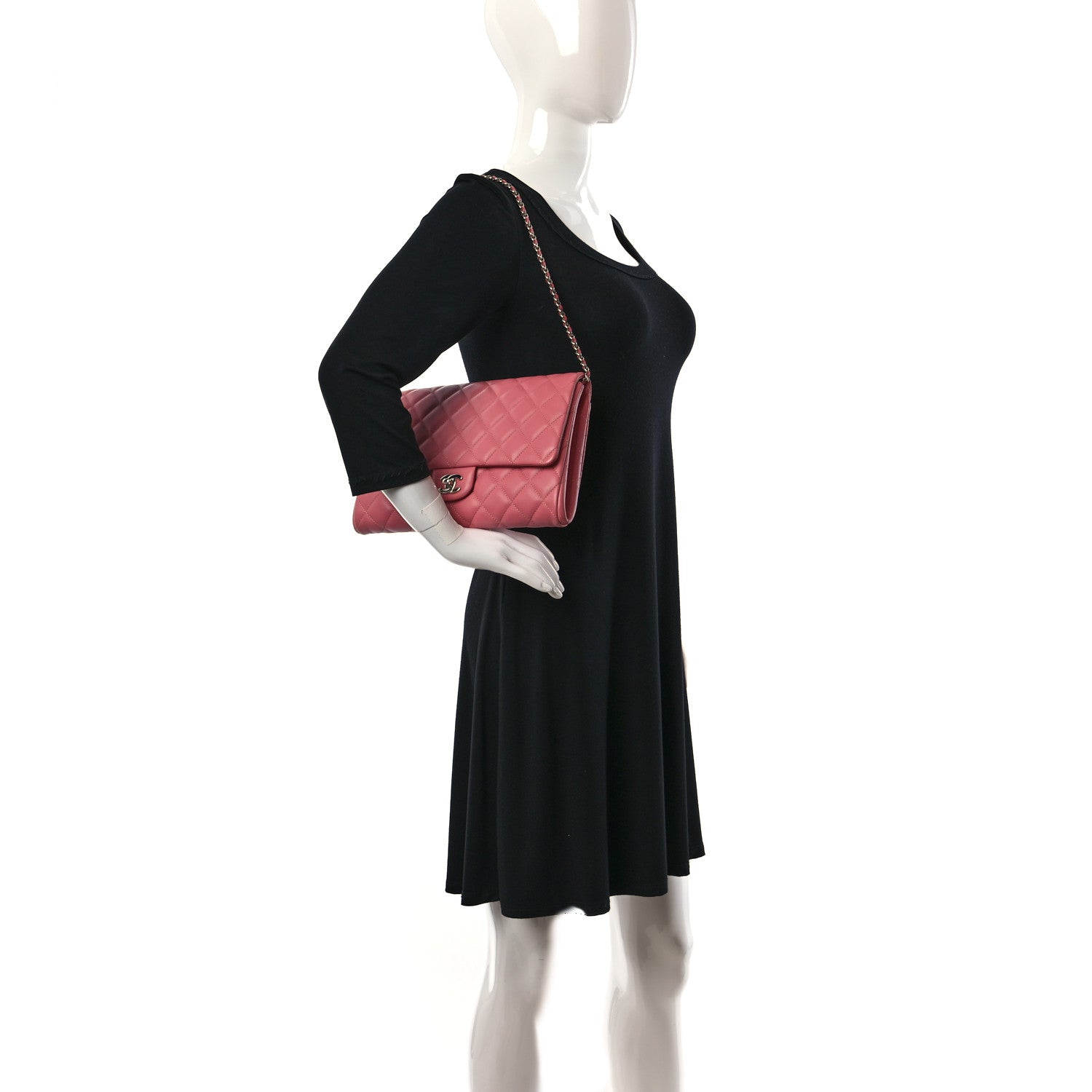Chanel Lambskin Quilted Clutch with Chain Flap Pink 2 of 9