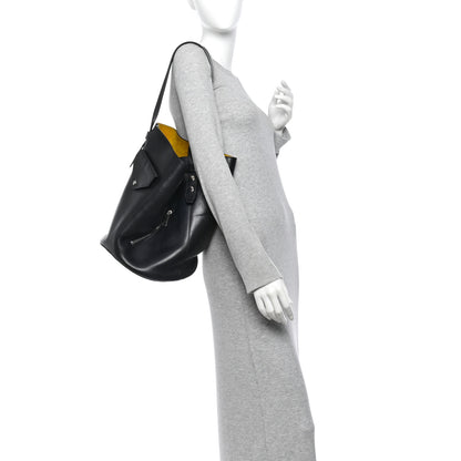 Celine Natural Calfskin Biker Bucket Shoulder Bag Black Sunflower 2 of 10