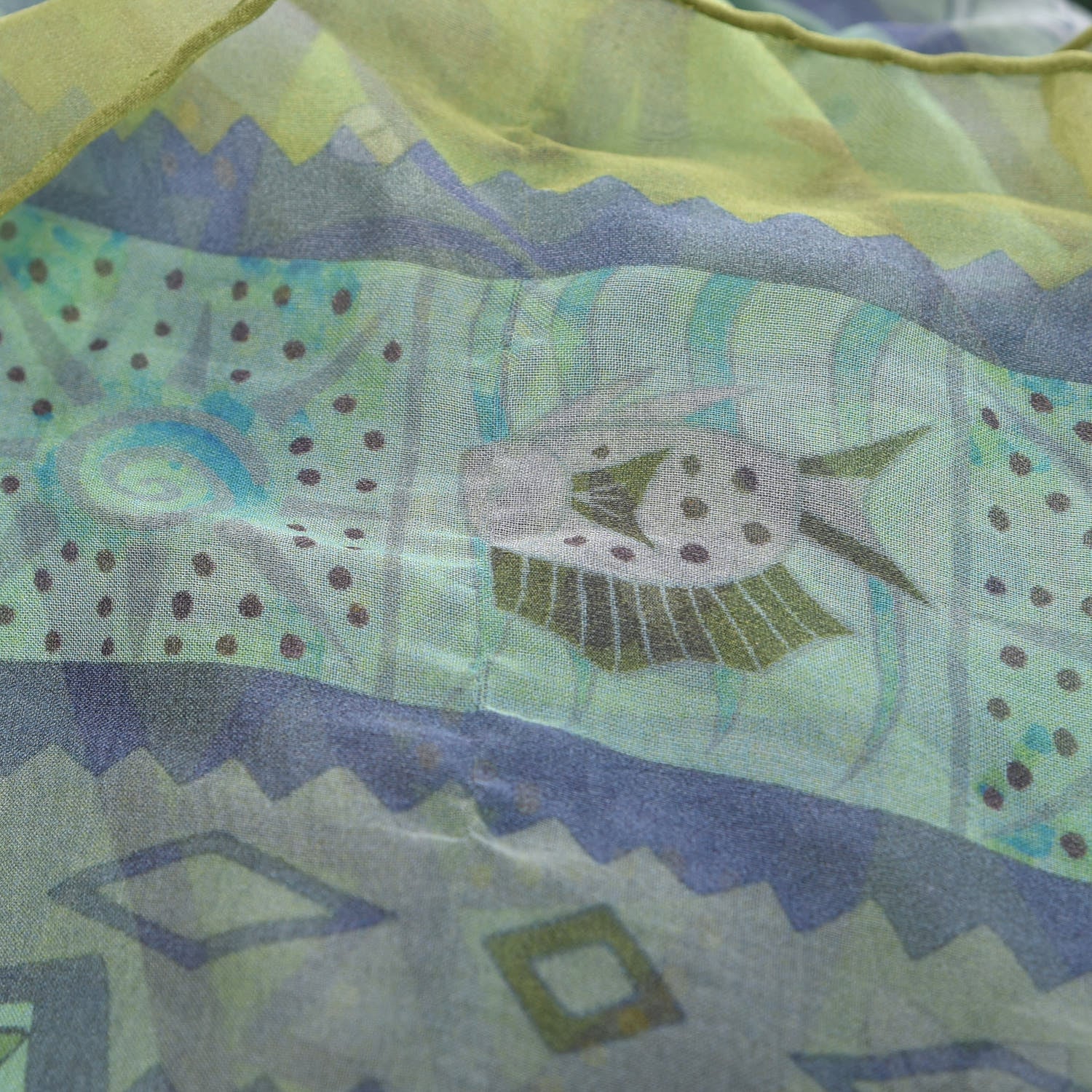Hermes Mousseline Silk Ors Bleu D'Afrique Shawl 140 Bleu Glacier Kaki Turquoise 7 of 9