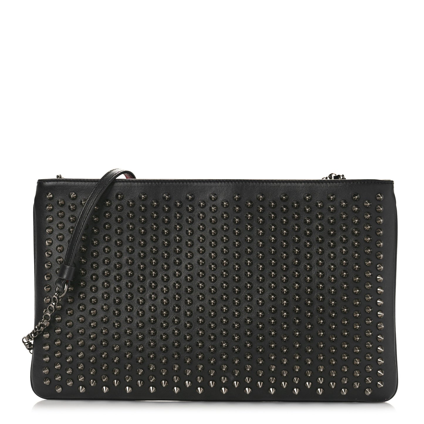 Calfskin Studded Loubiposh Clutch Black
