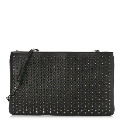 Christian Louboutin Calfskin Studded Loubiposh Clutch Black 1 of 8