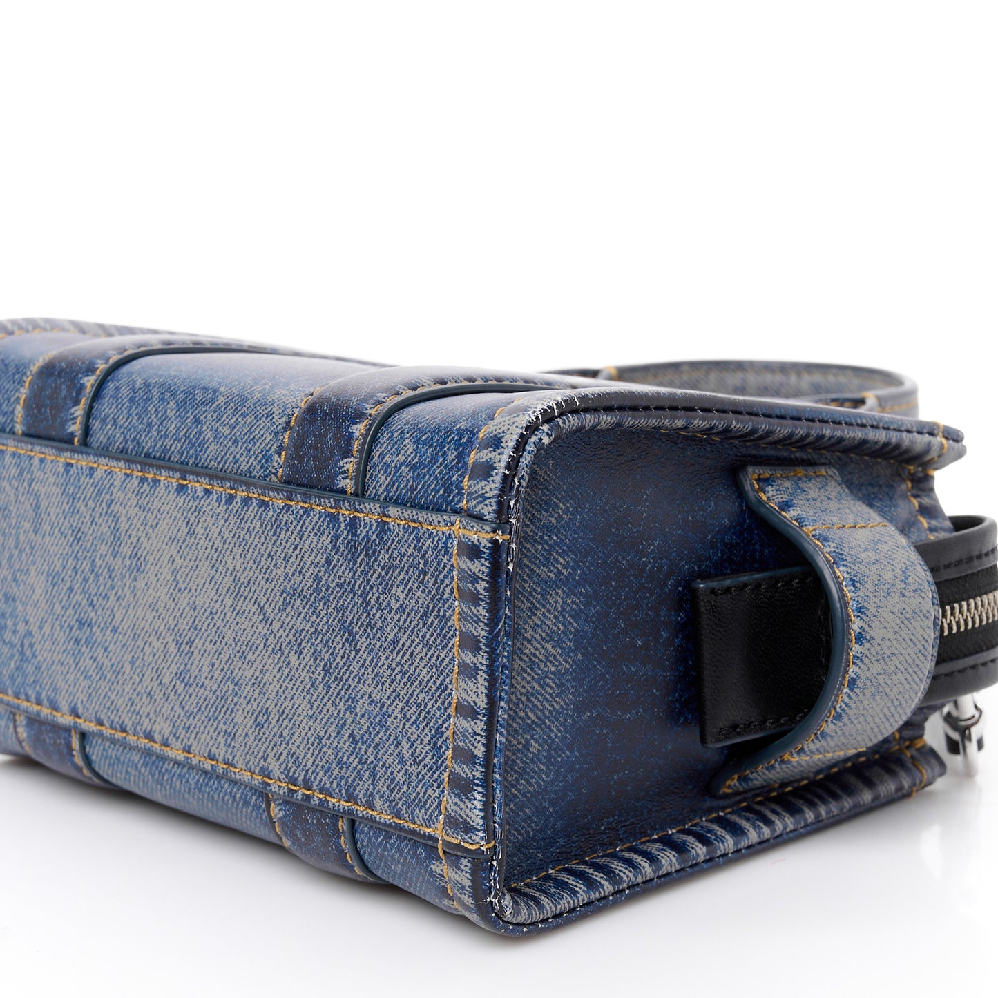 Denim Printed Calfskin Mini Tote Bag Blue