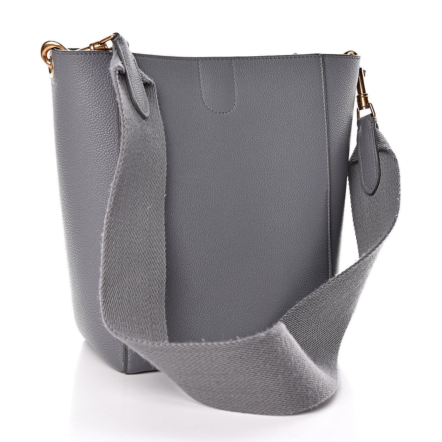 Soft Grained Calfskin Small Sangle Bucket Bag Grey