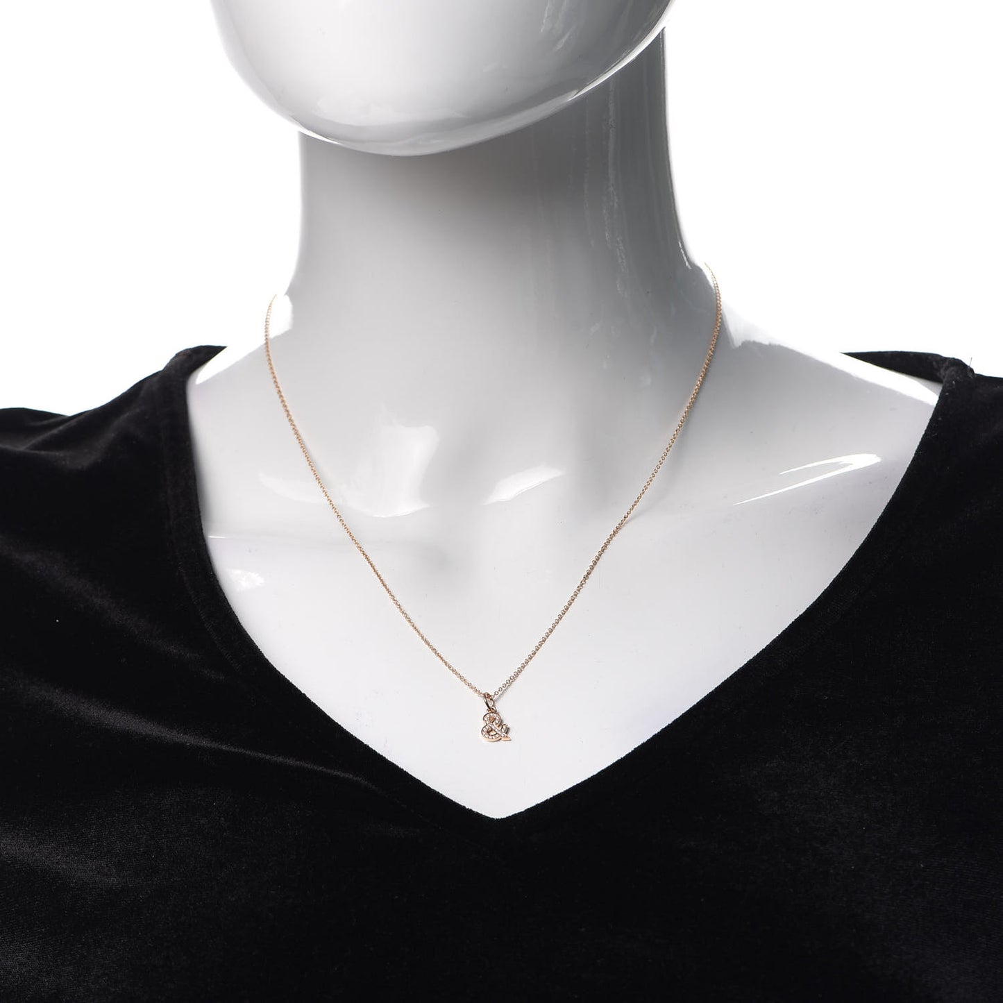18K Rose Gold Diamond Small Ampersand Pendant Necklace