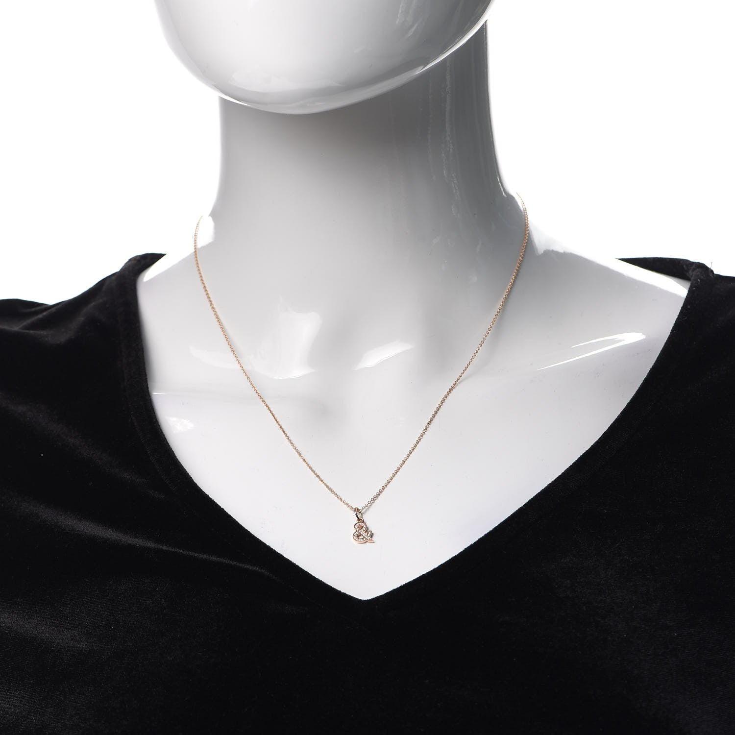 Tiffany 18K Rose Gold Diamond Small Ampersand Pendant Necklace 2 of 8