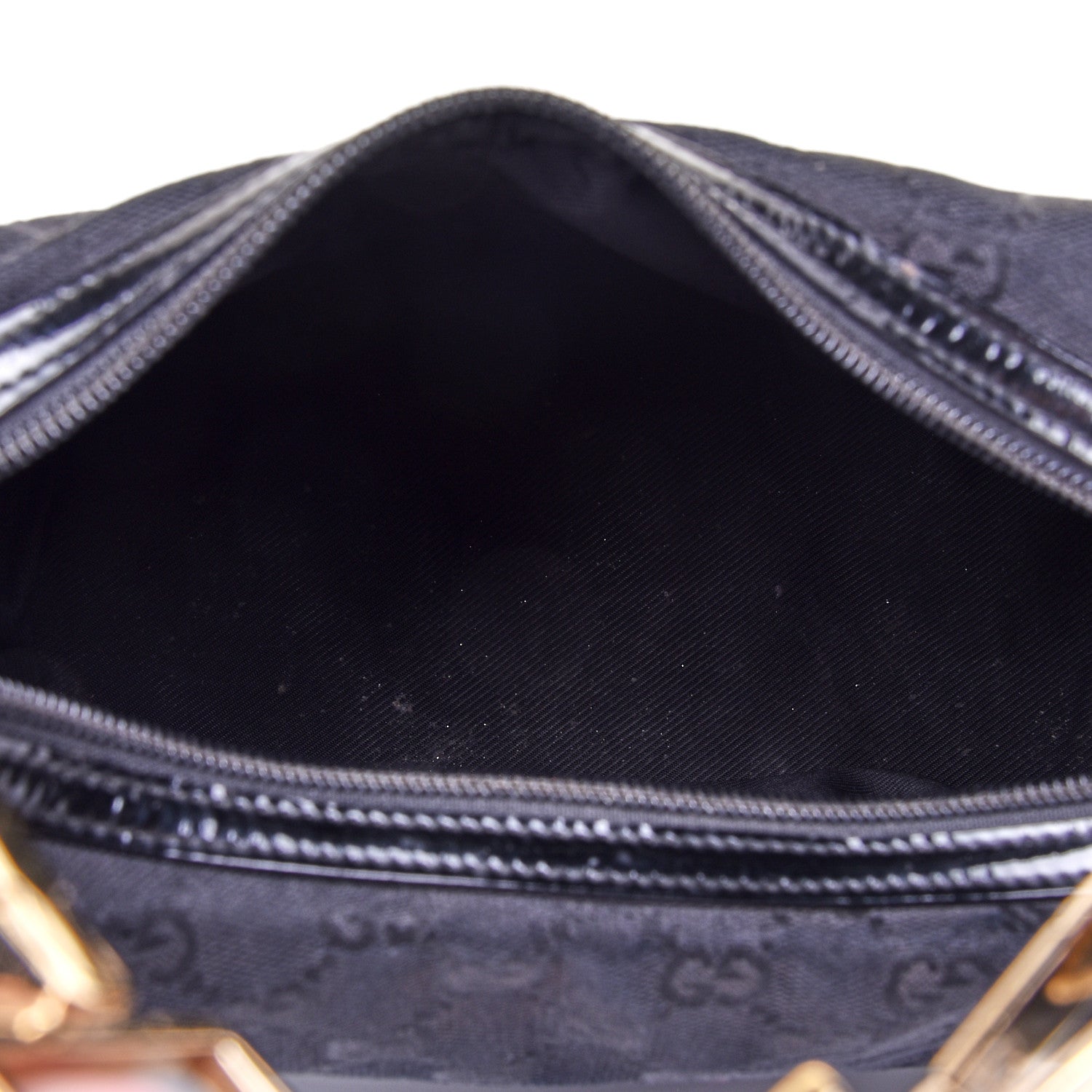 Gucci Canvas Patent Monogram Shoulder Bag Black 5 of 13