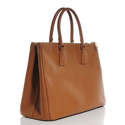 Prada Saffiano Lux Large Double Zip Tote Caramel 3 of 10