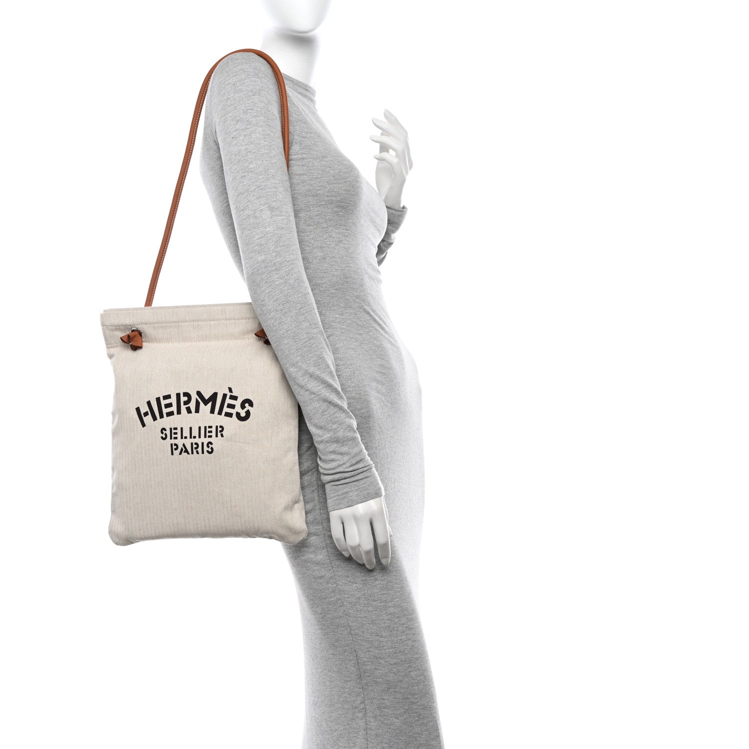 Hermes Canvas Swift Aline Grooming Bag Gold Craie 2 of 9