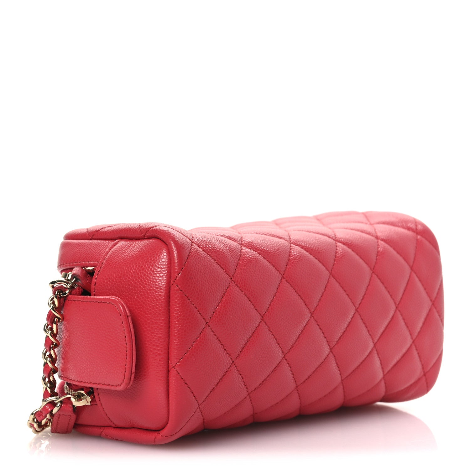 Chanel Caviar Quilted Toiletry Case With Chain Dark Pink 4 of 12